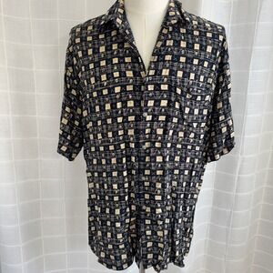 Vintage Campia Moda Men's Large Rayon Patterned Short Sleeve Button Down